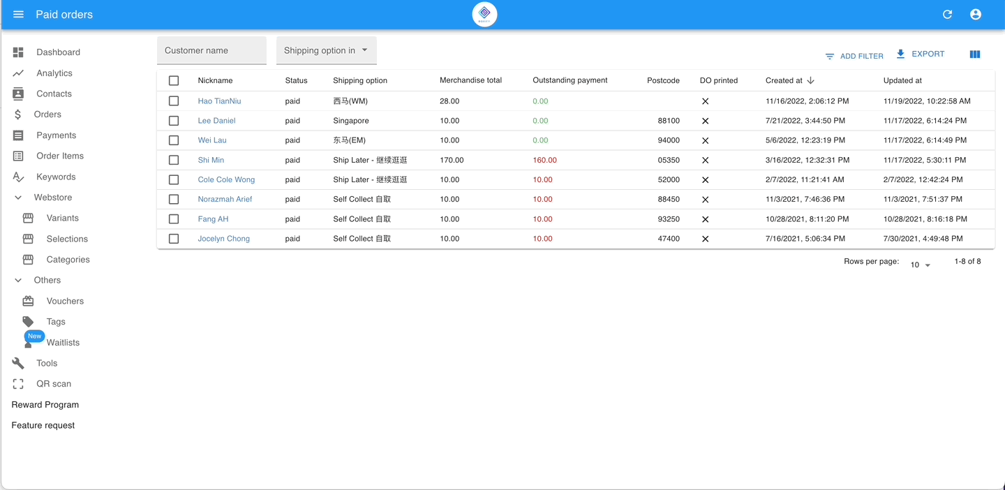 Animation showing how to bulk mark orders as Ready to Ship