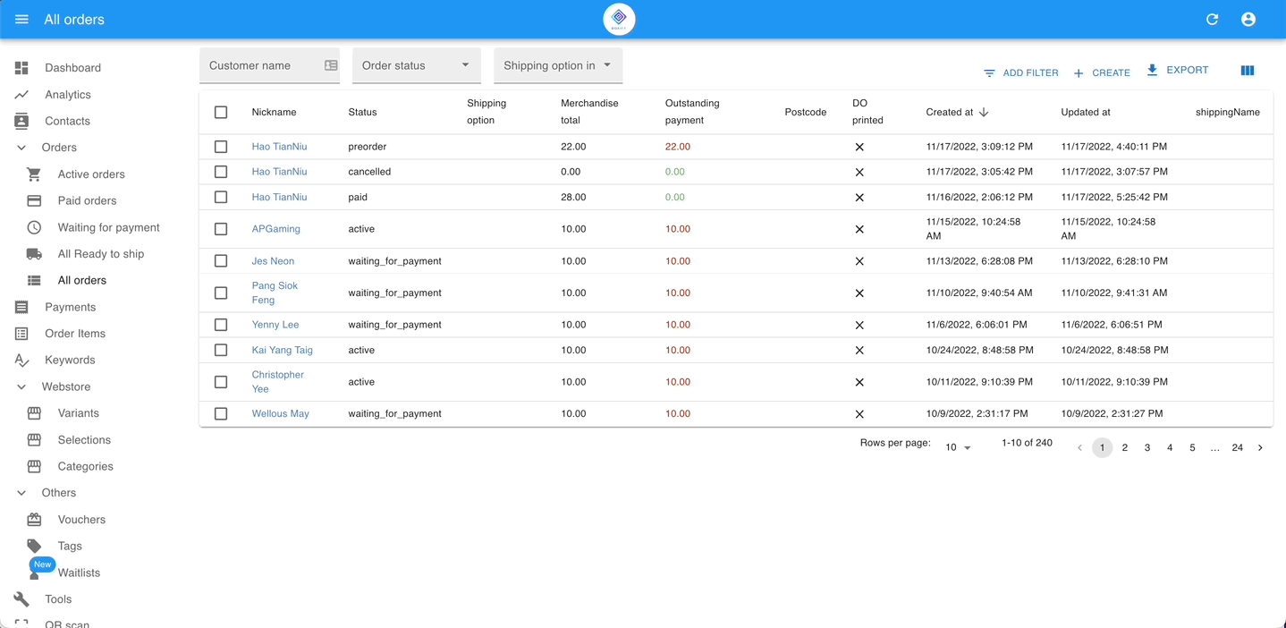 Animation showing payment reconciliation from the Payments menu