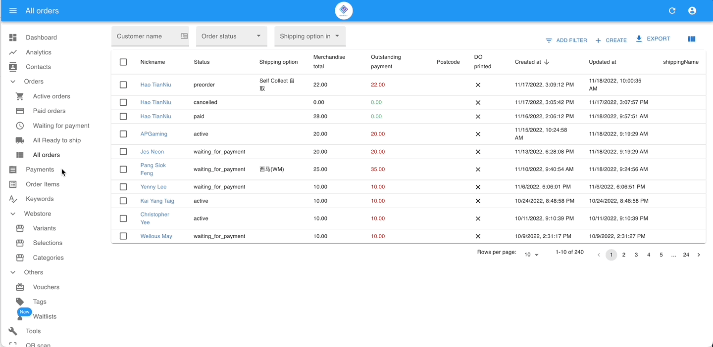 Animation showing how to print delivery orders for packing