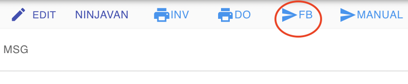 Order view showing the FB Send button