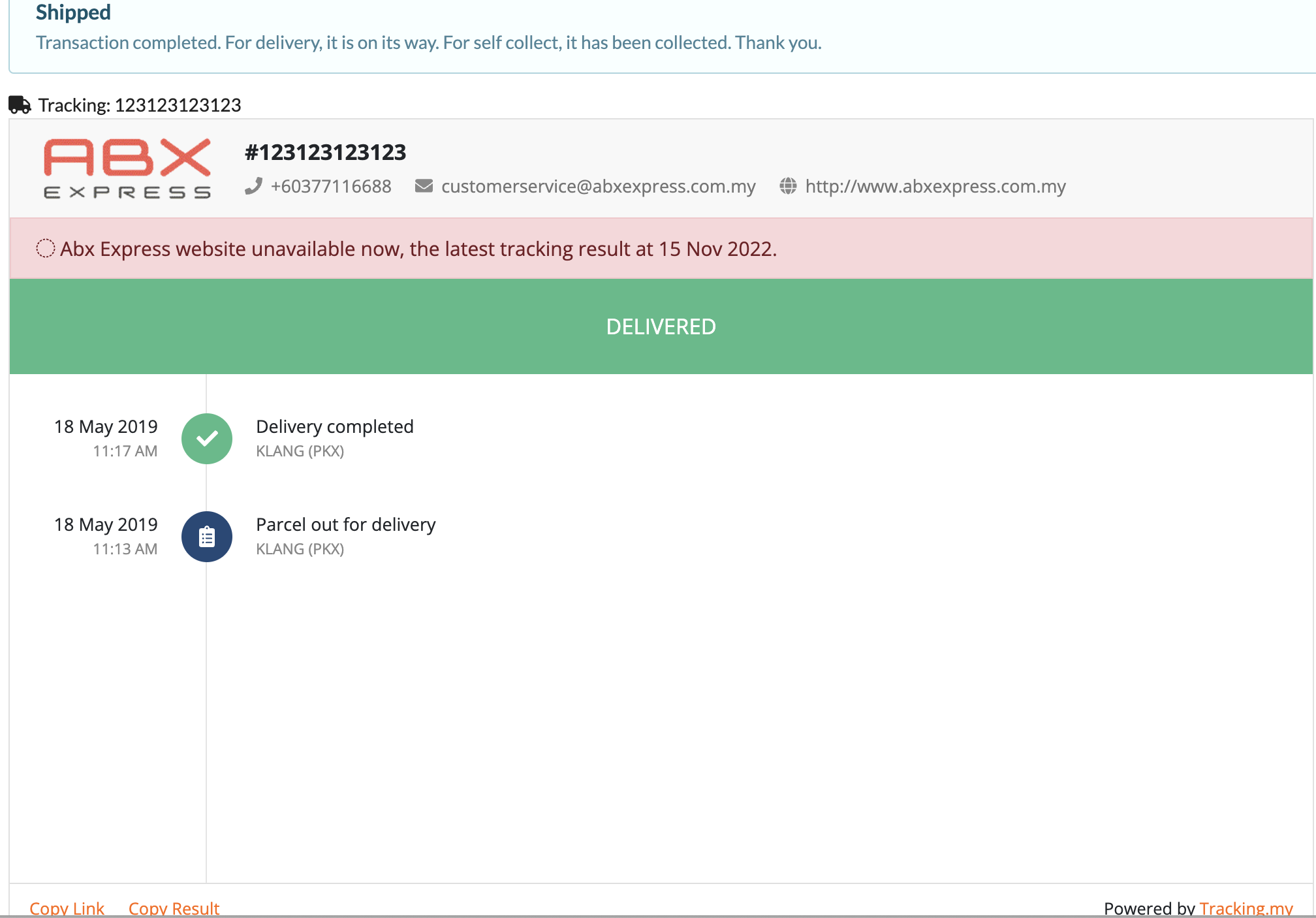 Tracking plugin example