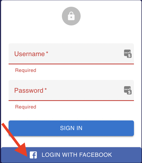 Boxify login screen showing the Login with Facebook button